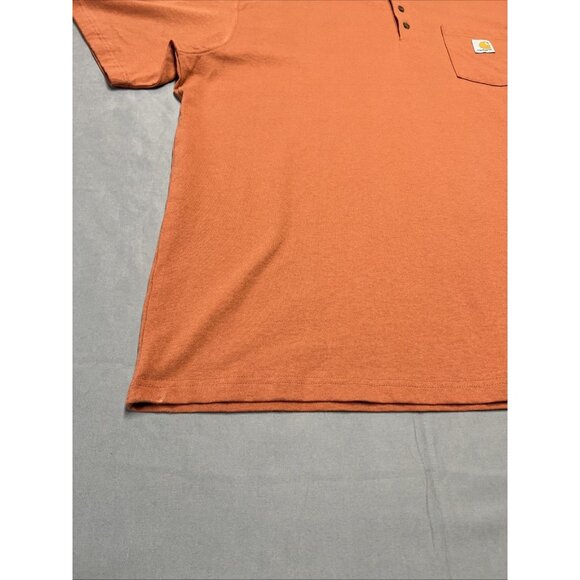 Carhartt Loose Fit Pocketed Tee 1/4 Button Men's Size 2XL Orange Cotton Shrt Slv - Picture 5 of 16